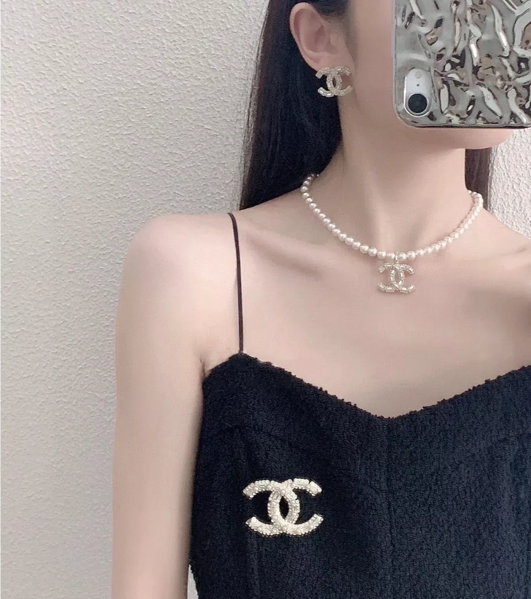 샤넬 더블 C 크리스탈 이어링 상세 이미지 5