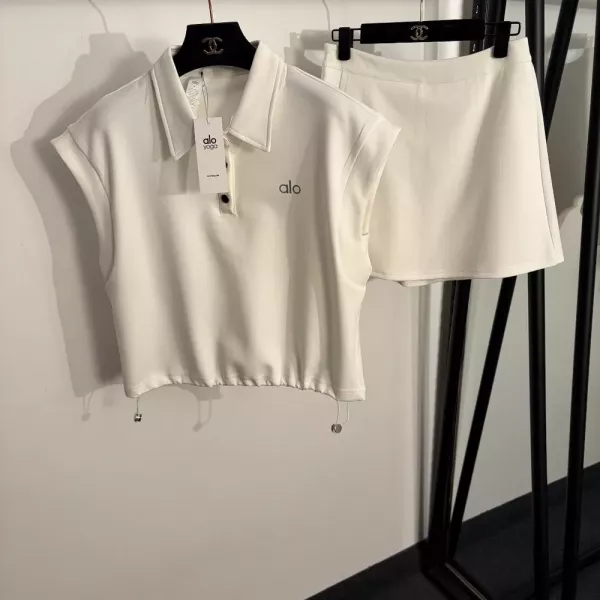 알로 반사 로고 민소매 폴로 탑 세트