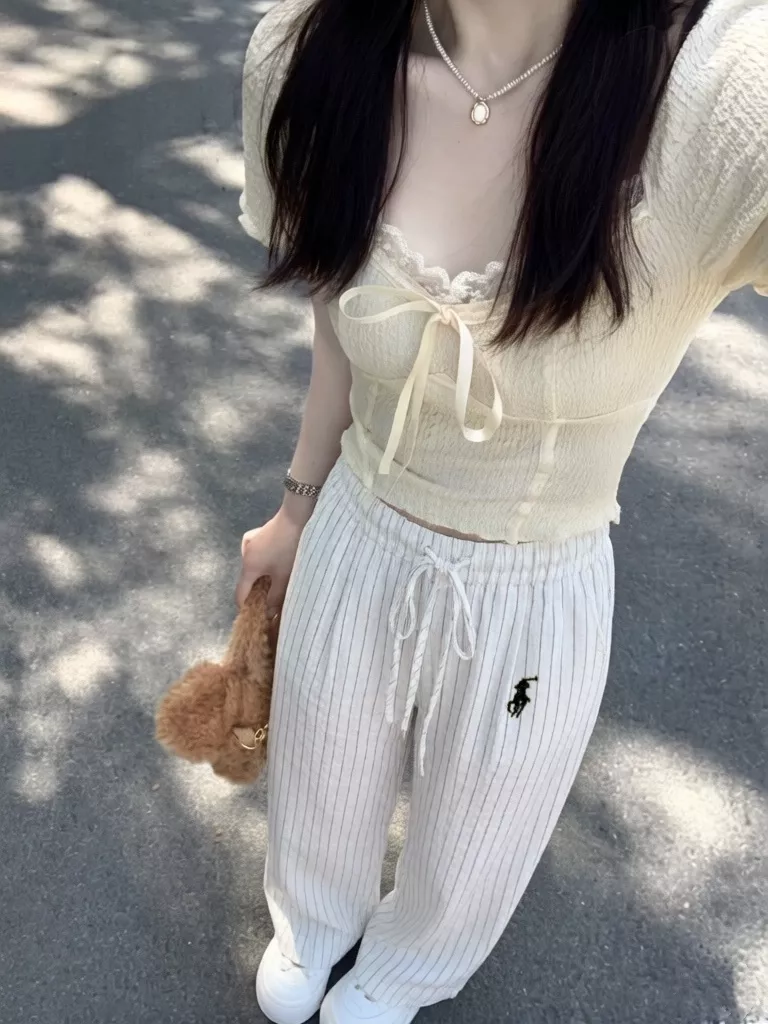 랄프로렌 스트라이프 와이드 팬츠 상세 이미지 10