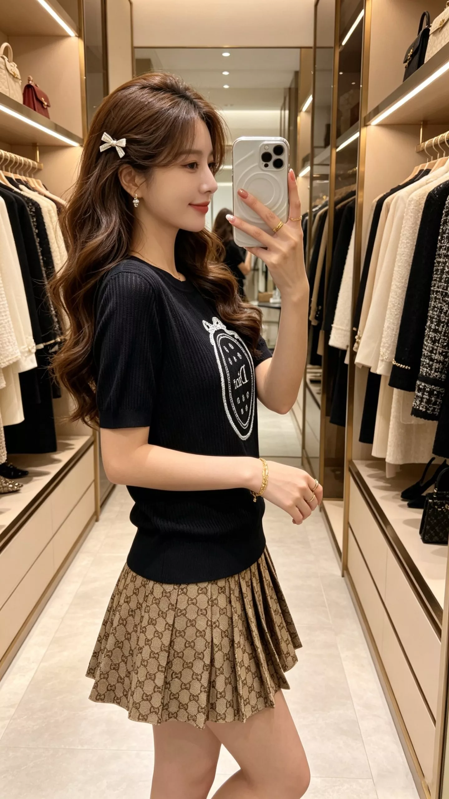 디올 자수 라운드넥 반소매 상의 상세 이미지 16