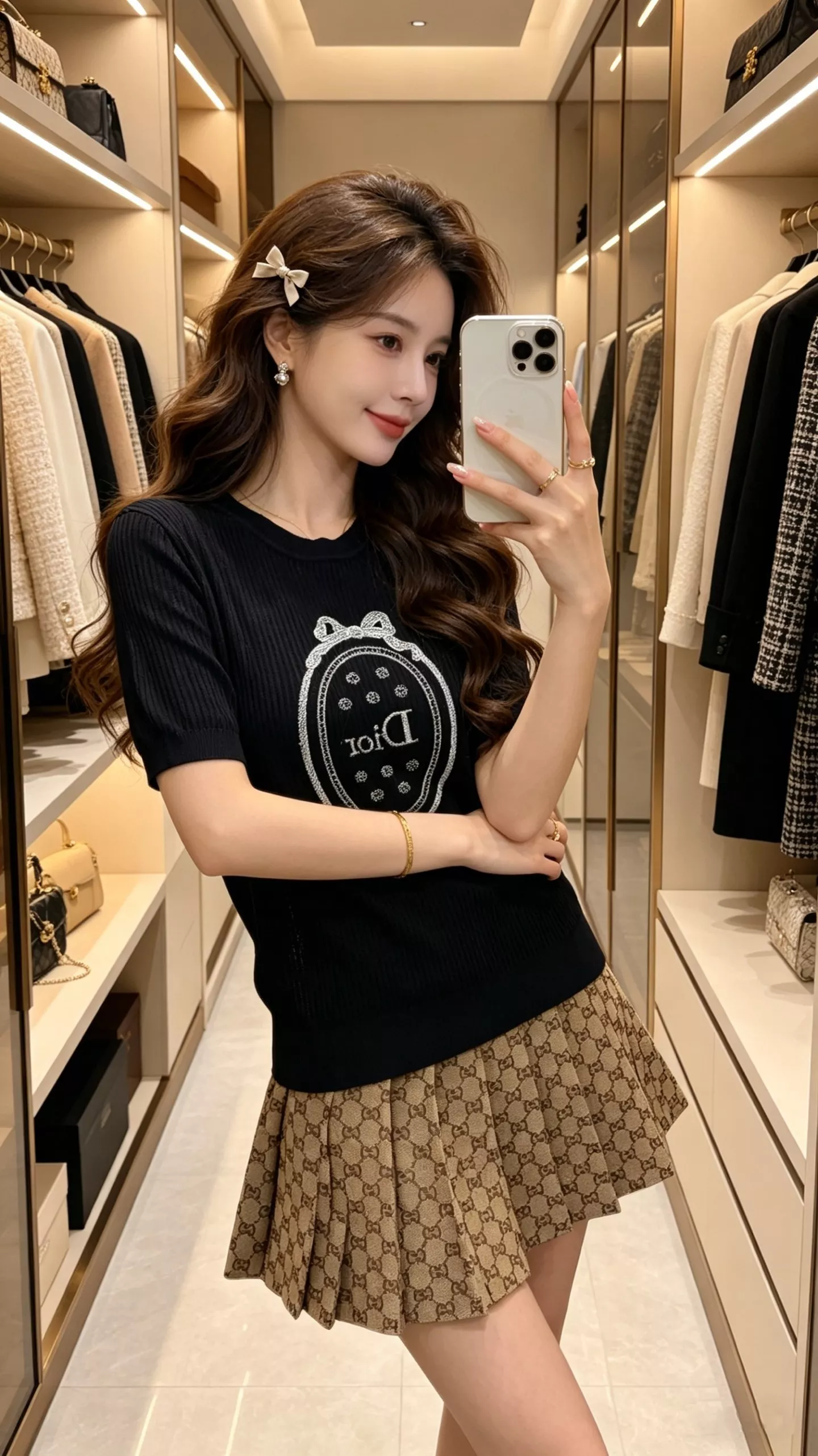 디올 자수 라운드넥 반소매 상의 상세 이미지 18