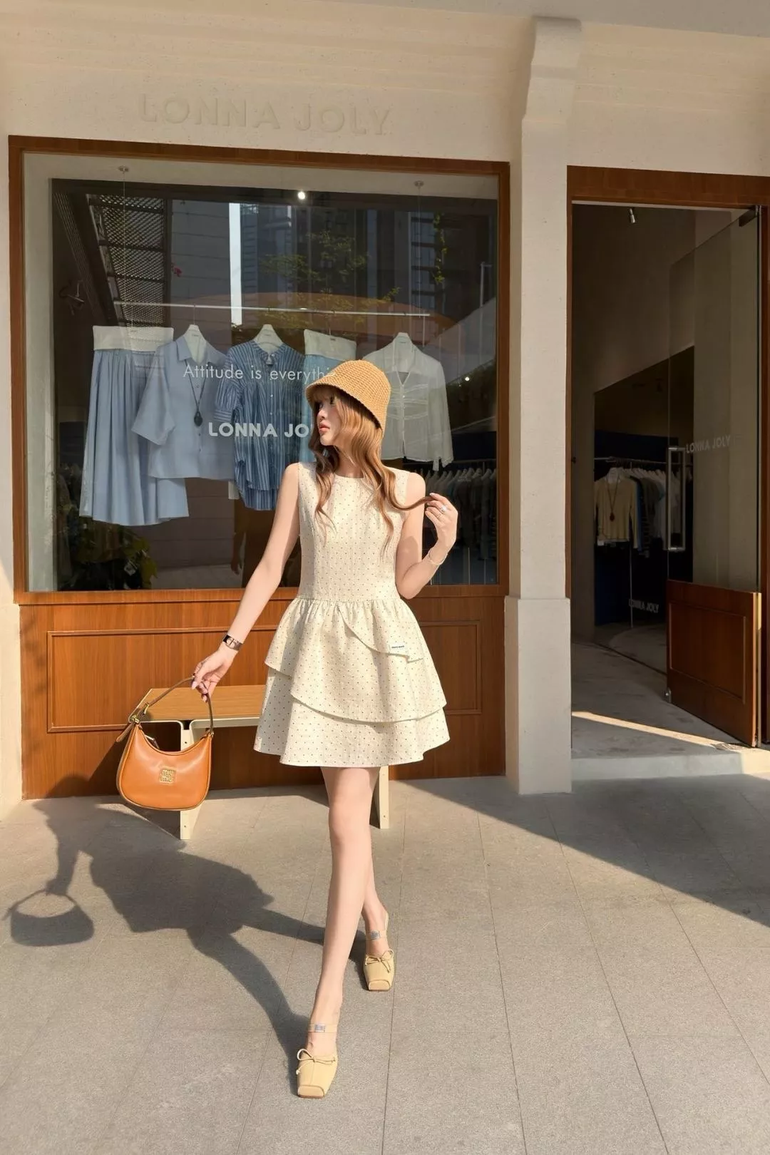 미우미우 도트 민소매 원피스 상세 이미지 22