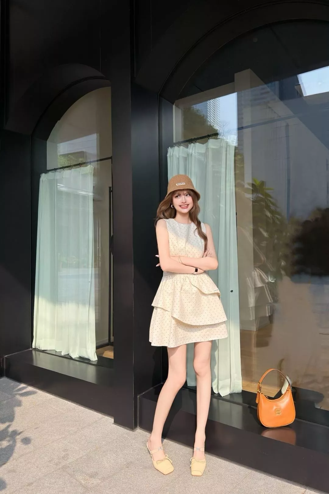 미우미우 도트 민소매 원피스 상세 이미지 26