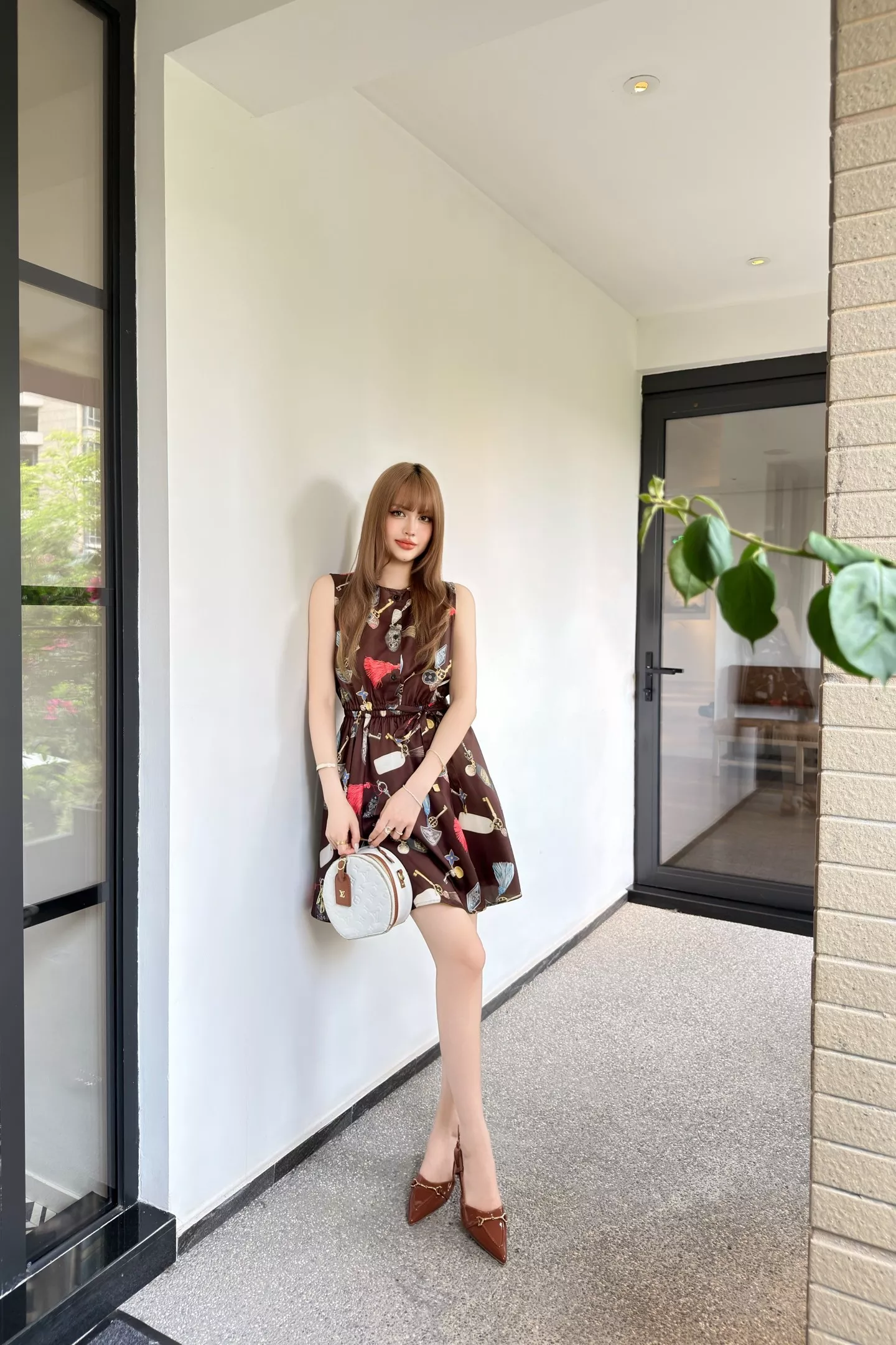 루이비통 프린트 민소매 원피스 상세 이미지 18