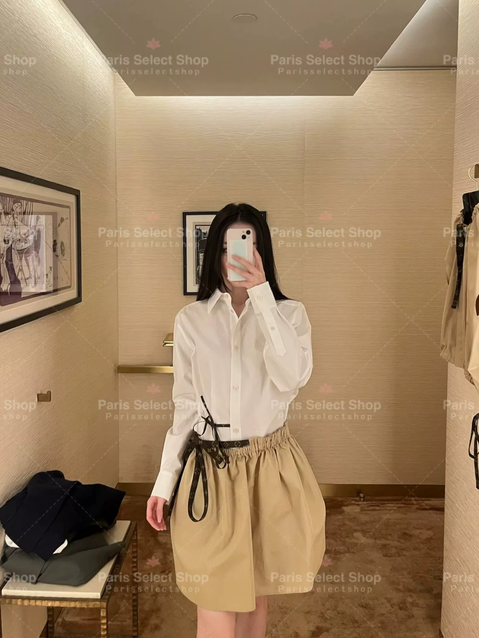 로에베 허리 스트랩 포인트 화이트 셔츠 상세 이미지 41