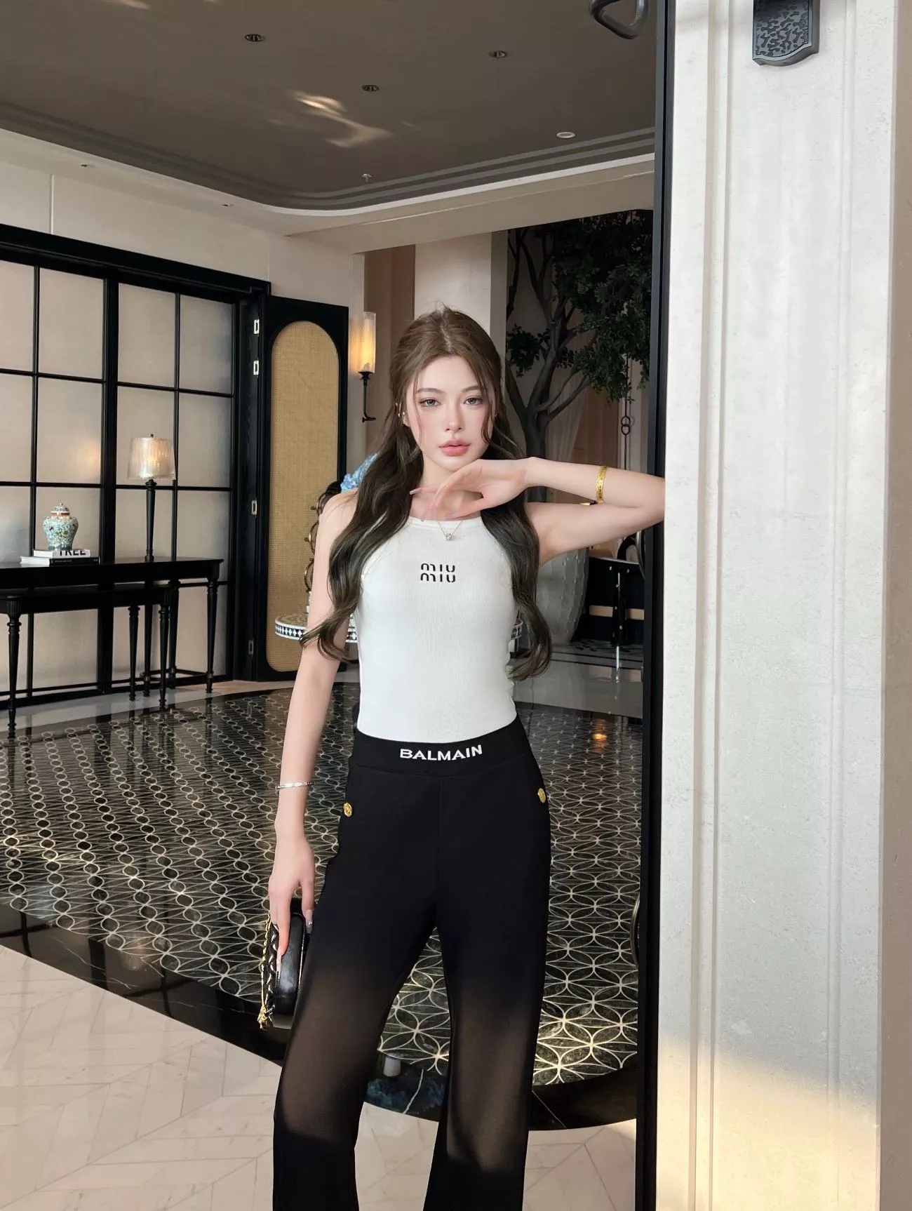 발망 여성 블랙 미세 부츠컷 팬츠 상세 이미지 18
