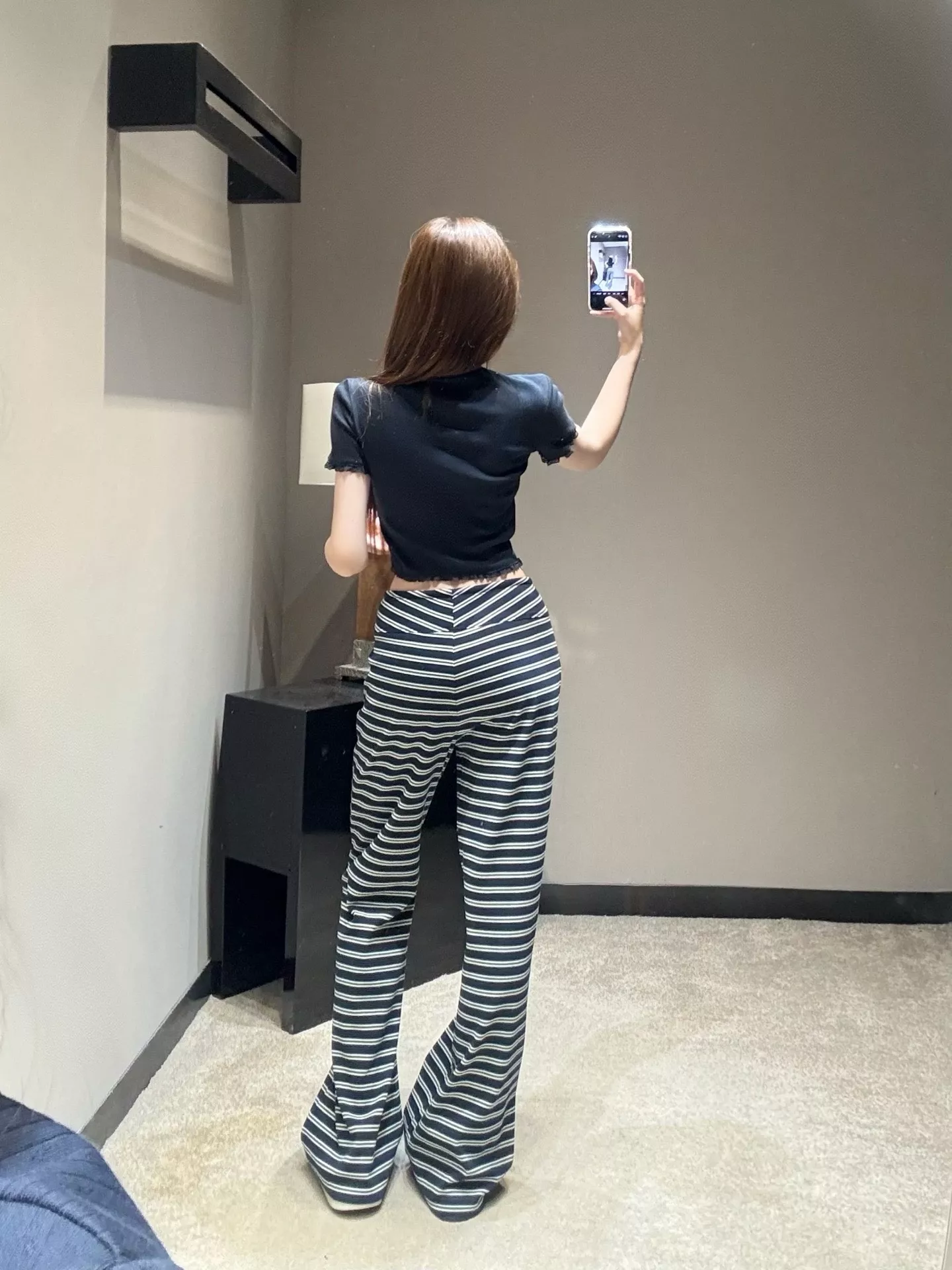 노브랜드 스트라이프 허리끈 와이드 팬츠 상세 이미지 18