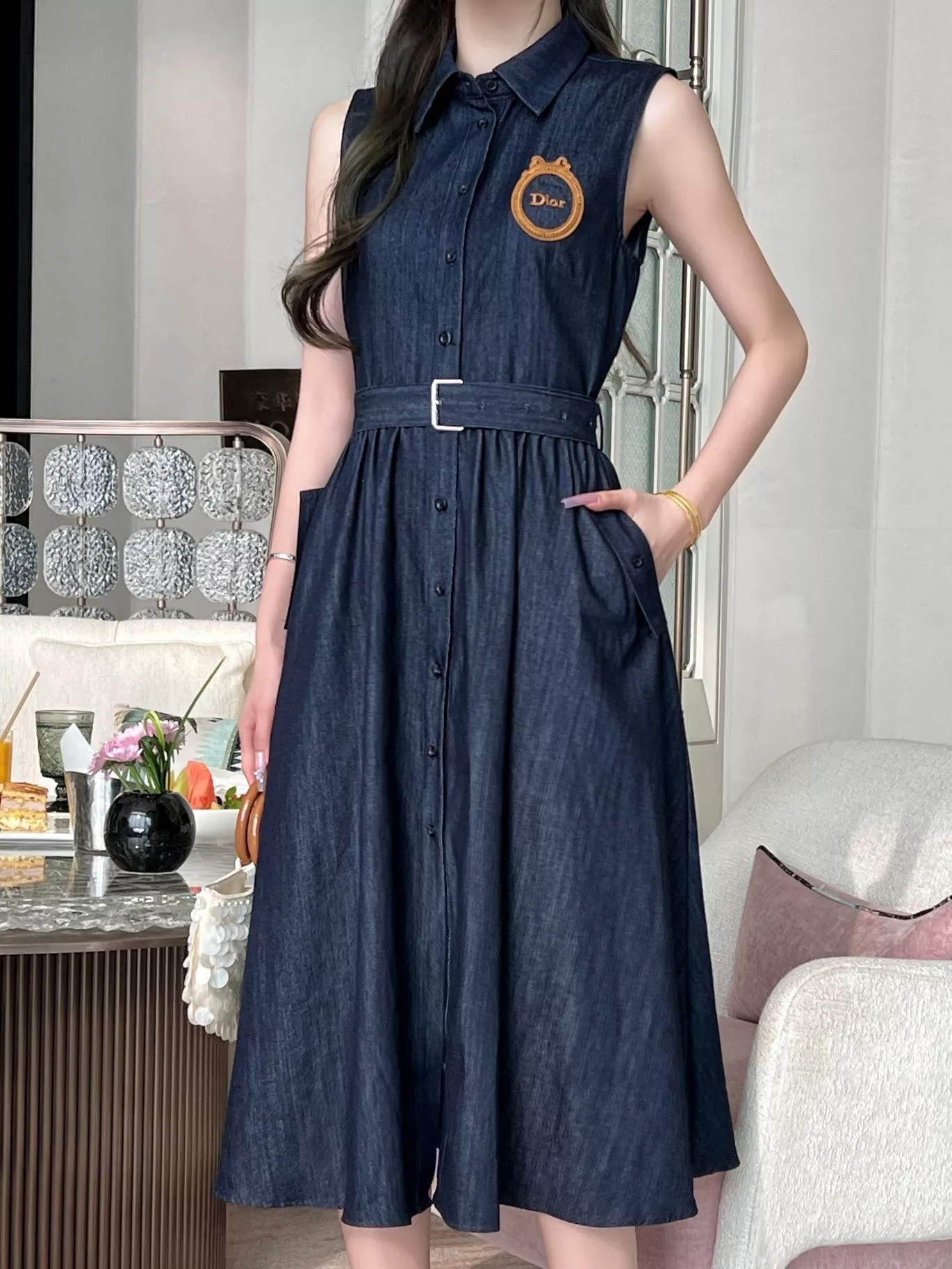 디올 카라 벨트 데님 원피스 상세 이미지 19
