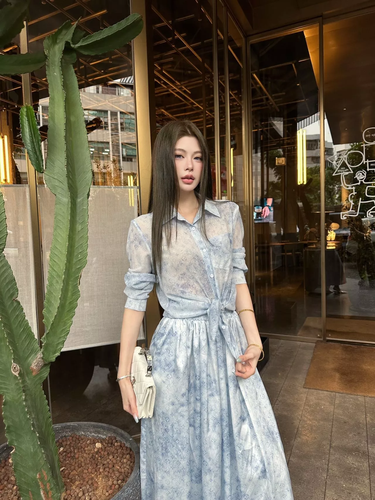 로로피아나 프린트 셔츠 스커트 세트 상세 이미지 12