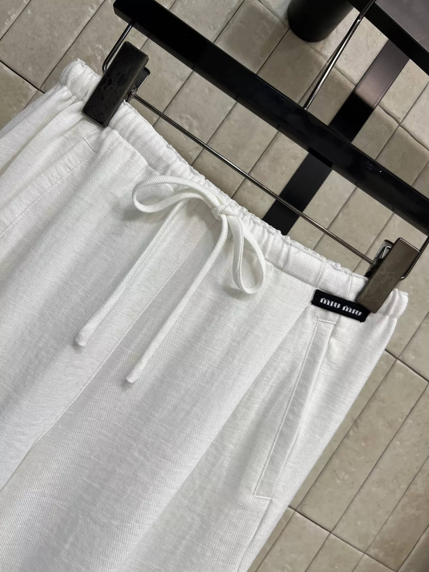 미우미우 드로스트링 와이드 팬츠 상세 이미지 2