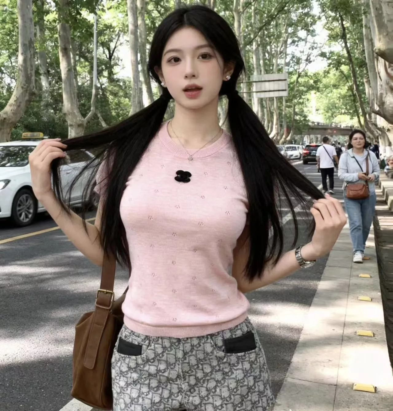 샤넬 라운드넥 펀칭 반소매 니트 상세 이미지 15