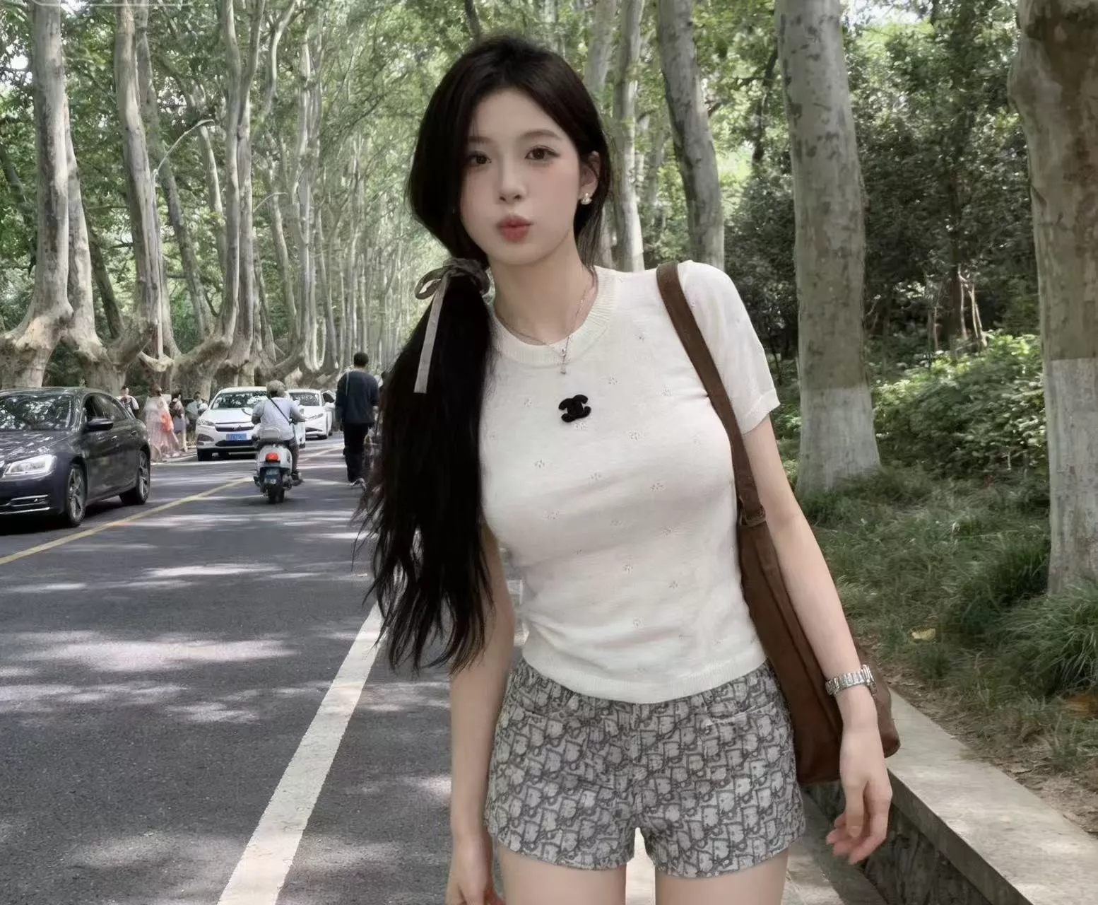 샤넬 라운드넥 펀칭 반소매 니트 상세 이미지 19