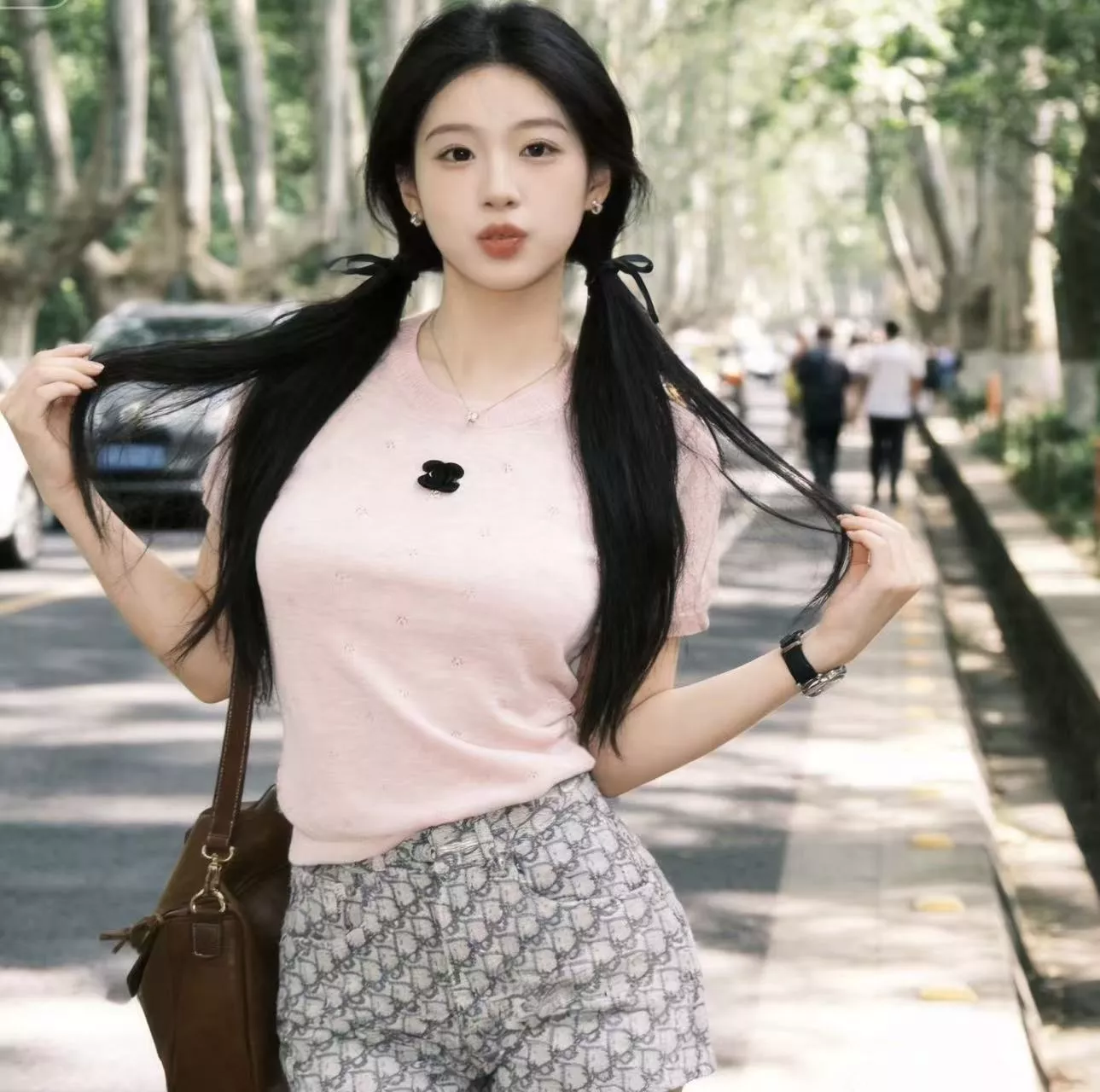 샤넬 라운드넥 펀칭 반소매 니트 상세 이미지 17