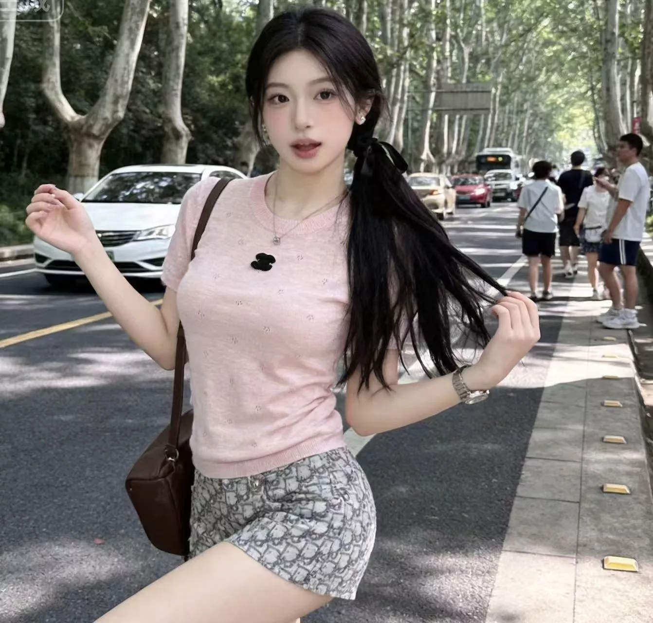 샤넬 라운드넥 펀칭 반소매 니트 상세 이미지 16
