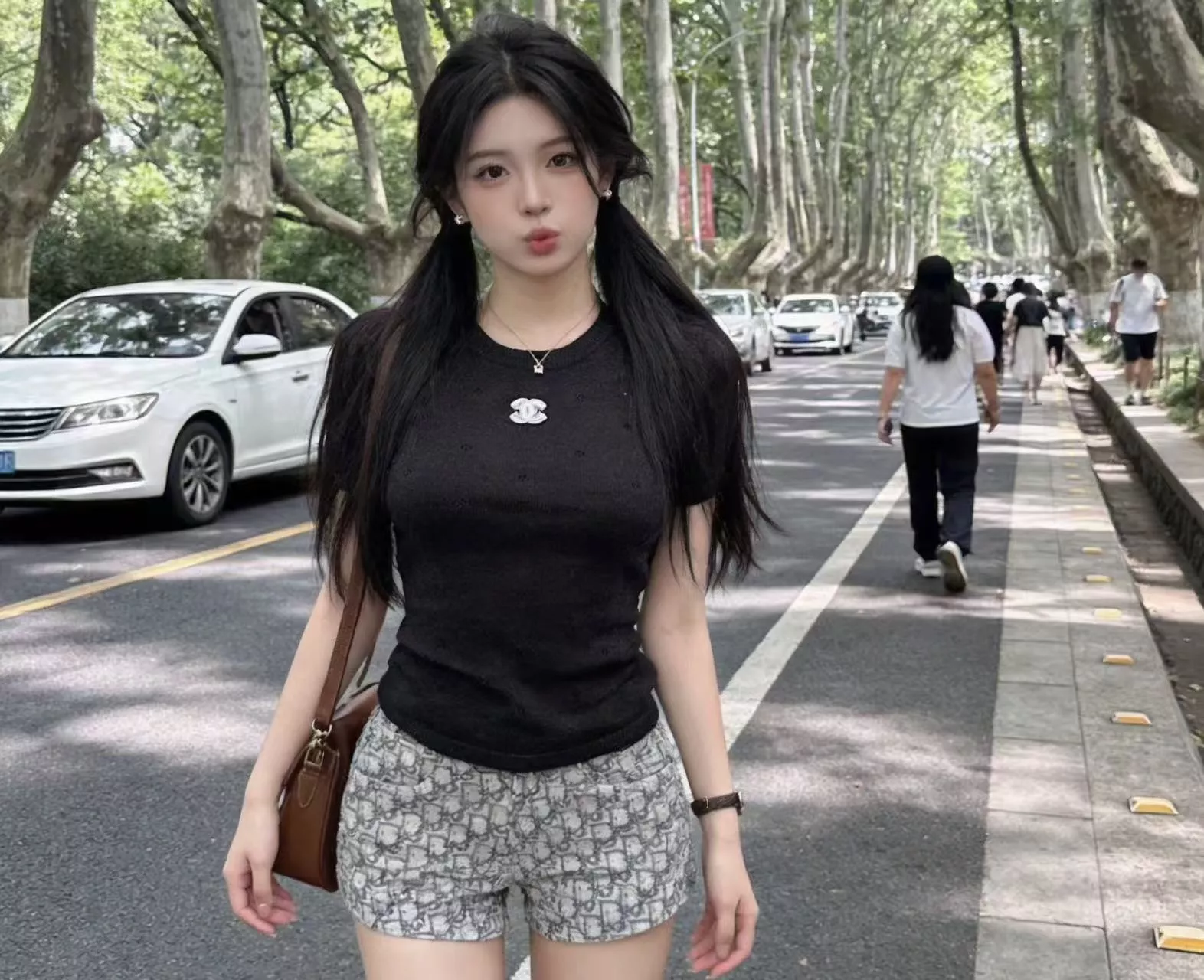 샤넬 라운드넥 펀칭 반소매 니트 상세 이미지 14