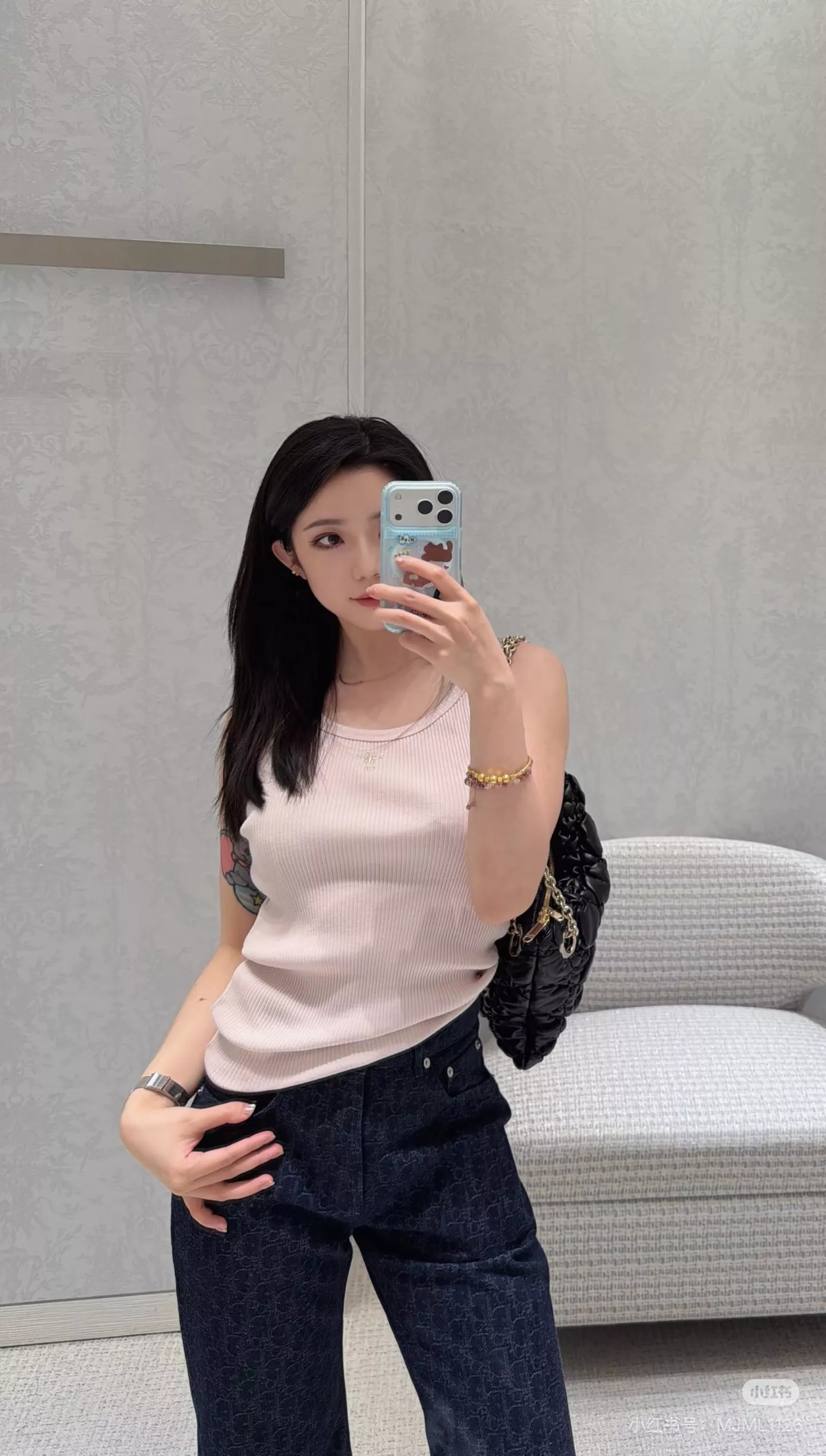 디올 자카드 하이웨이스트 데님 팬츠 상세 이미지 24