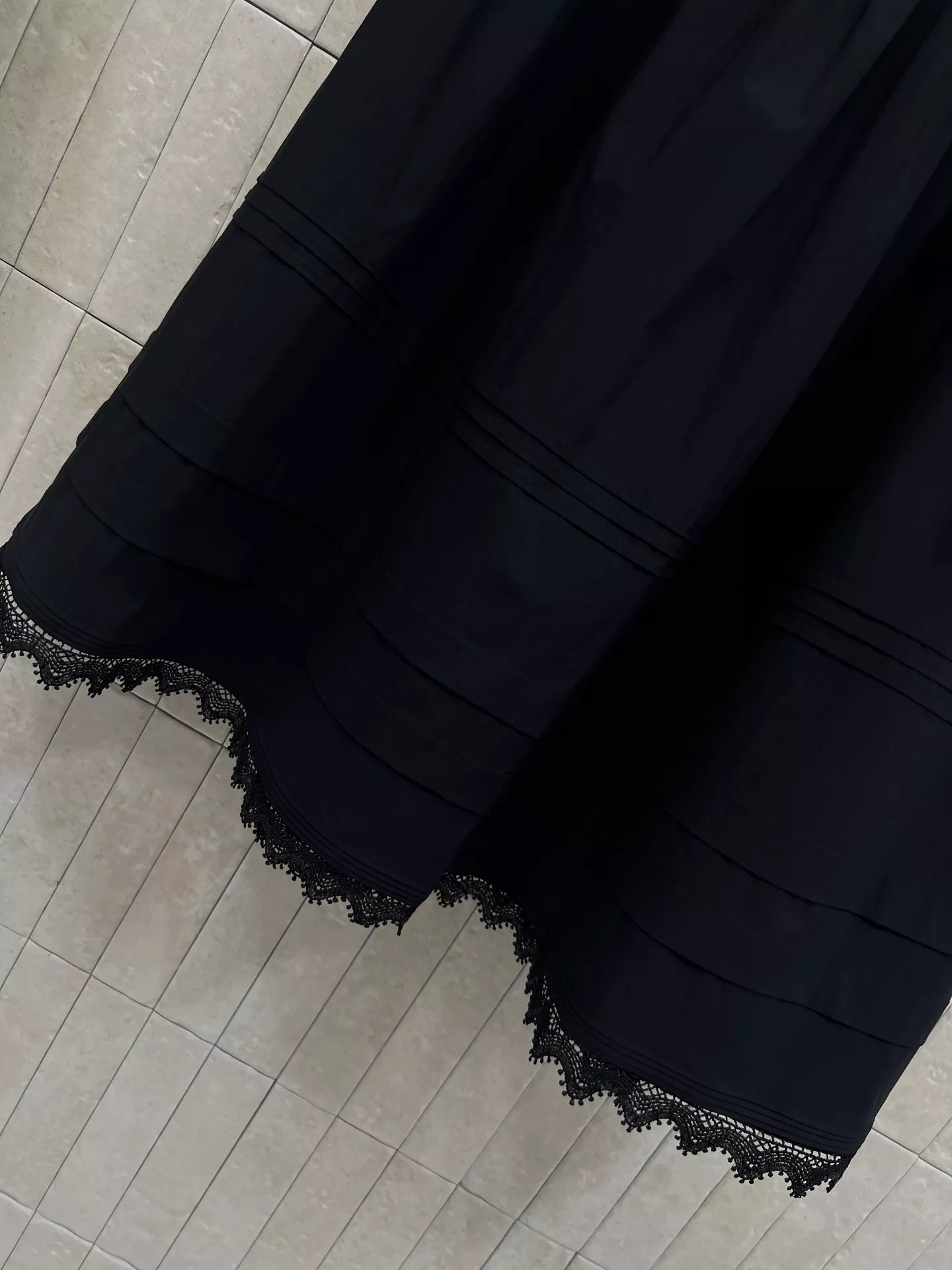 셀린느 레이스 배색 플레어 스커트 상세 이미지 5