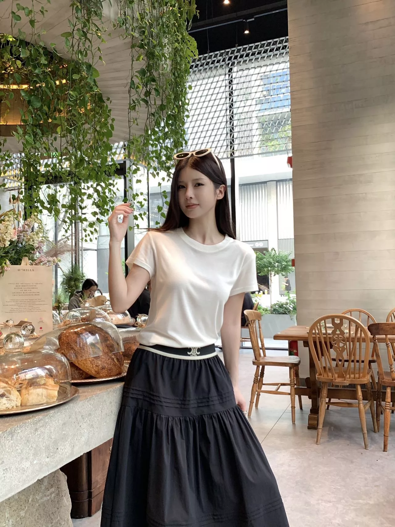 셀린느 레이스 배색 플레어 스커트 상세 이미지 12