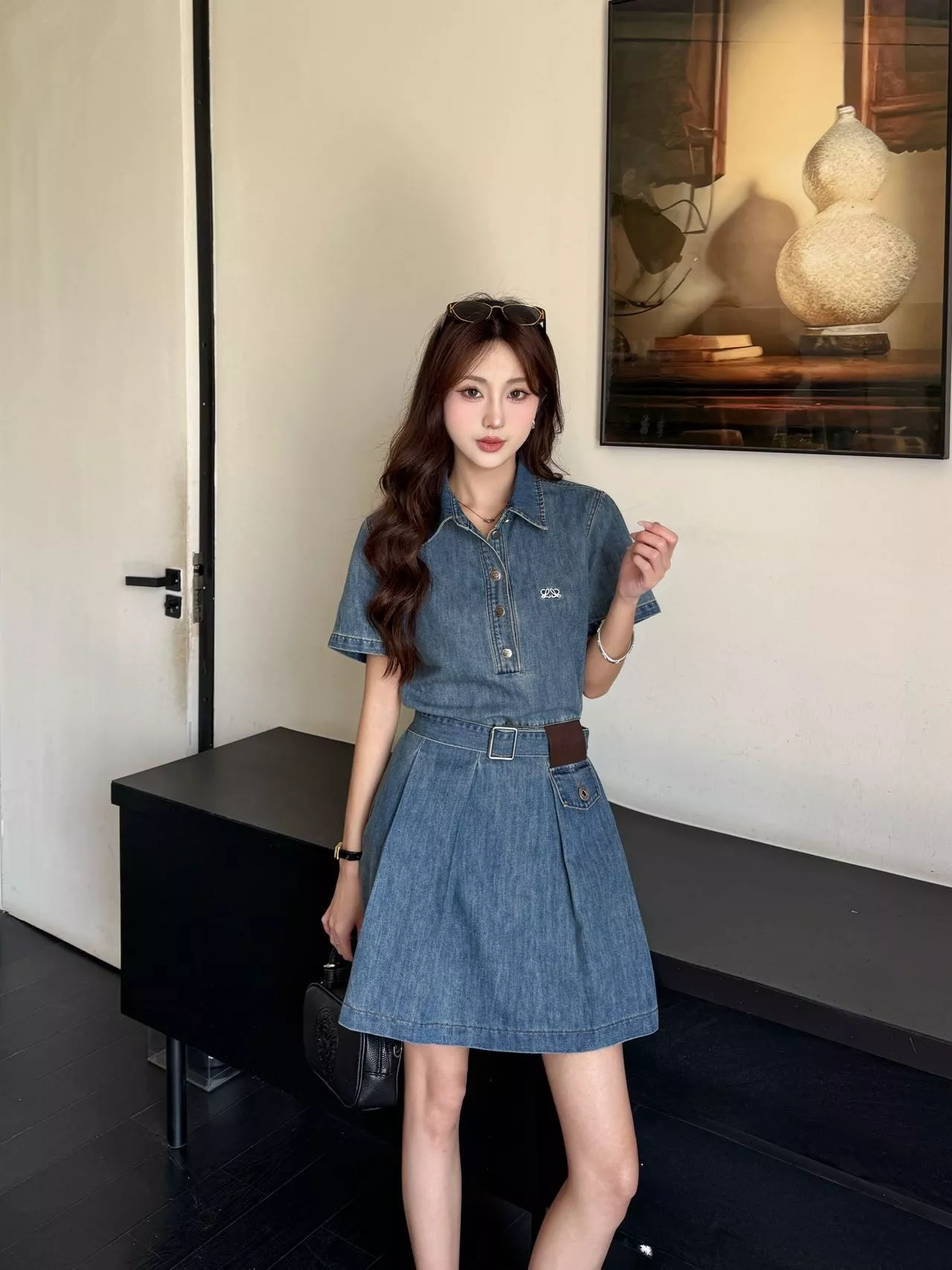 로에베 데님 폴로 칼라 원피스 상세 이미지 18