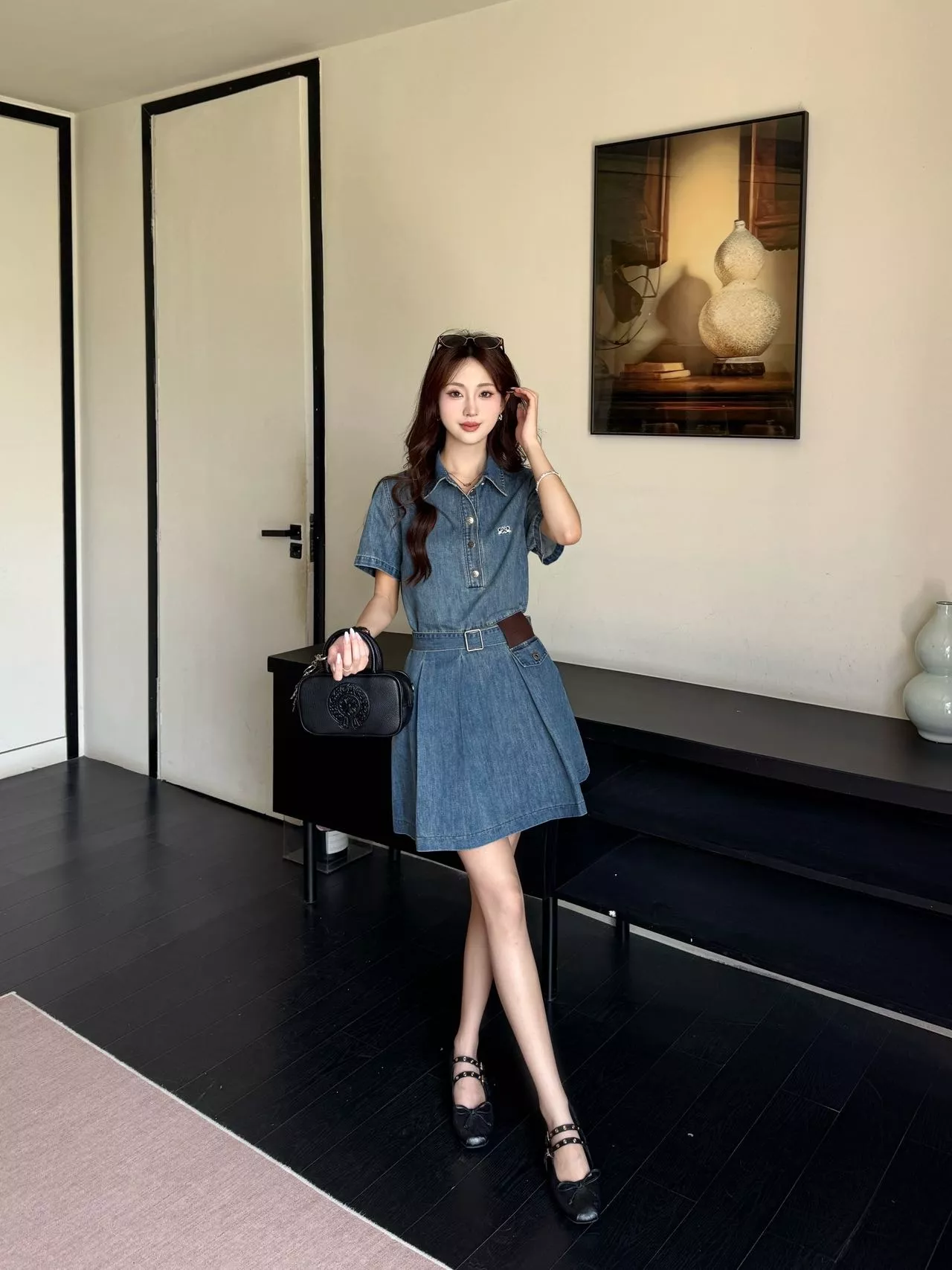 로에베 데님 폴로 칼라 원피스 상세 이미지 16