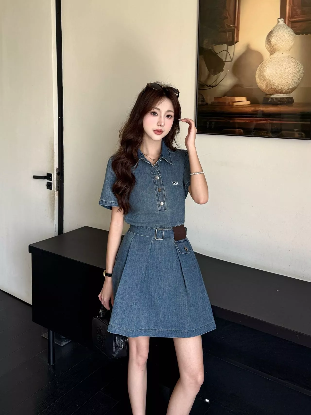 로에베 데님 폴로 칼라 원피스 상세 이미지 12