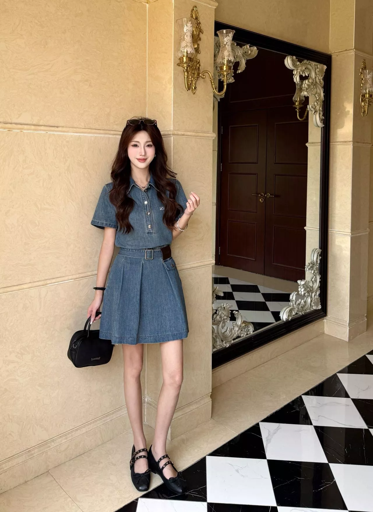 로에베 데님 폴로 칼라 원피스 상세 이미지 11