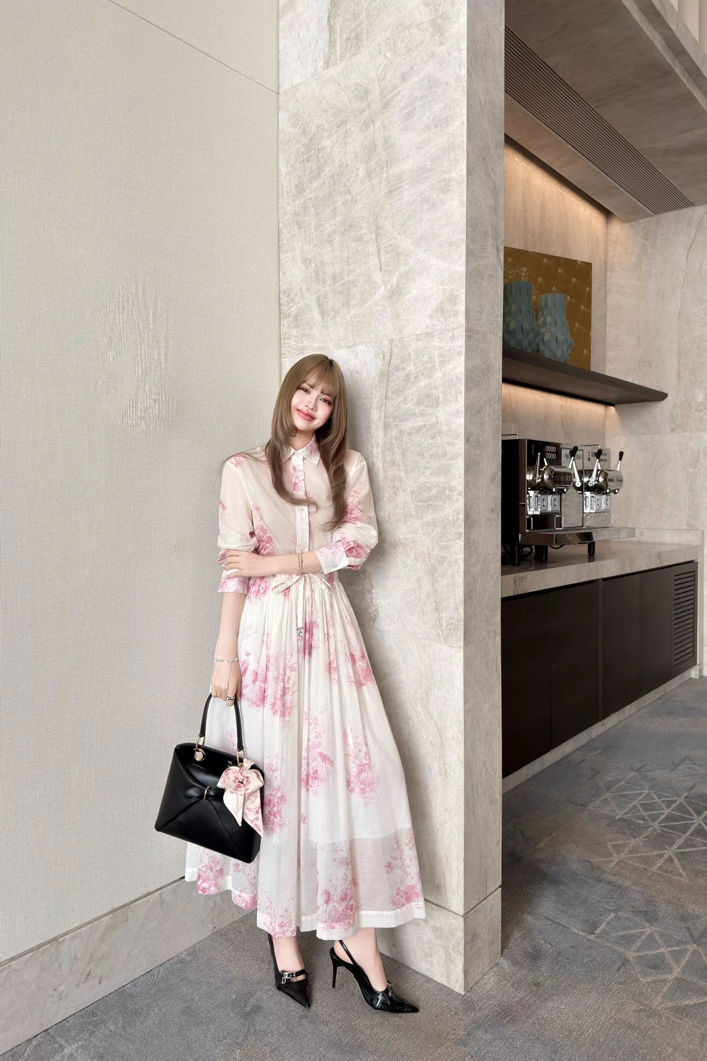 디올 핑크 프린트 밴딩 스커트 상세 이미지 20