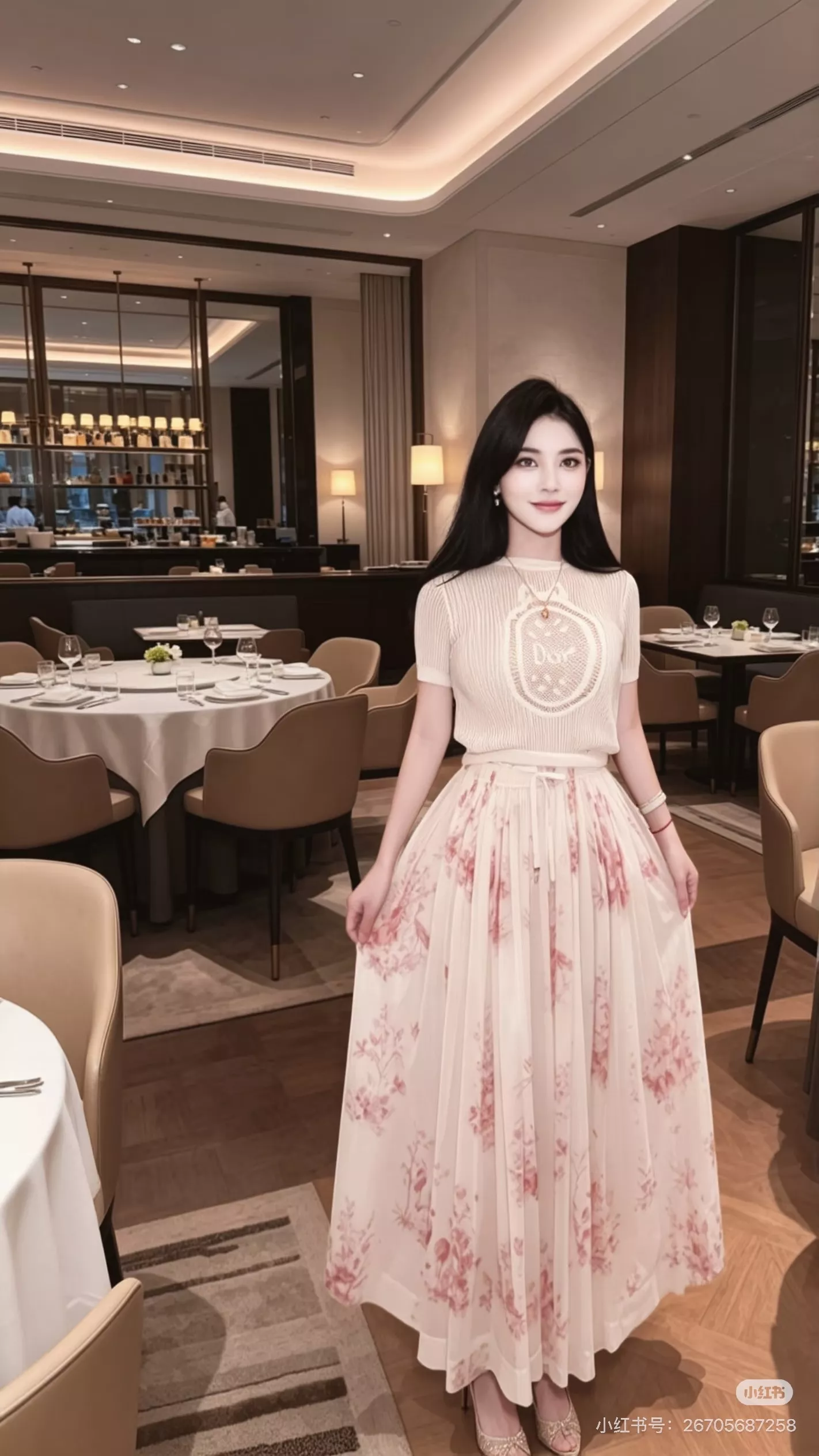 디올 핑크 프린트 밴딩 스커트 상세 이미지 13