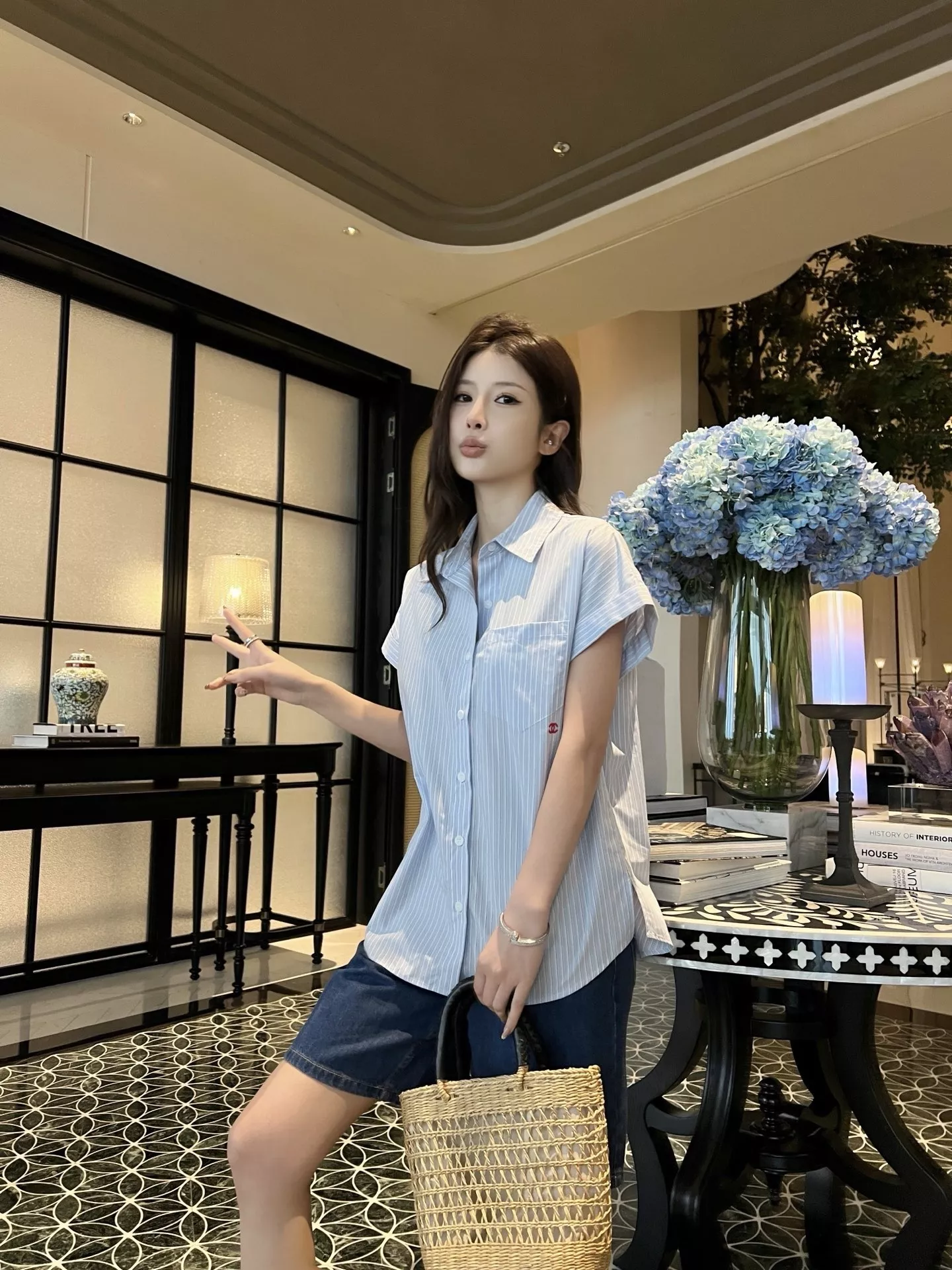 샤넬 자수 포켓 카라 반소매 셔츠 상세 이미지 25