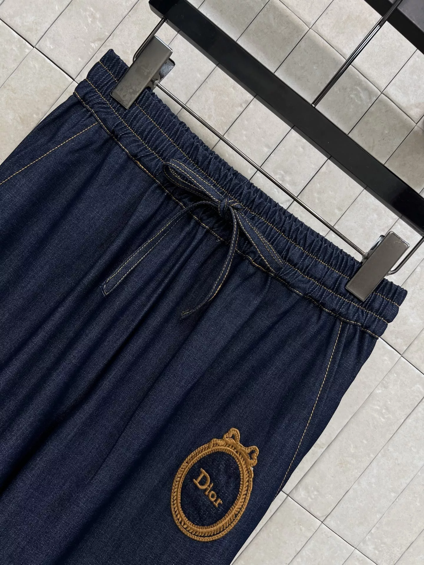 디올 로고 자수 스트링 와이드 팬츠 상세 이미지 2