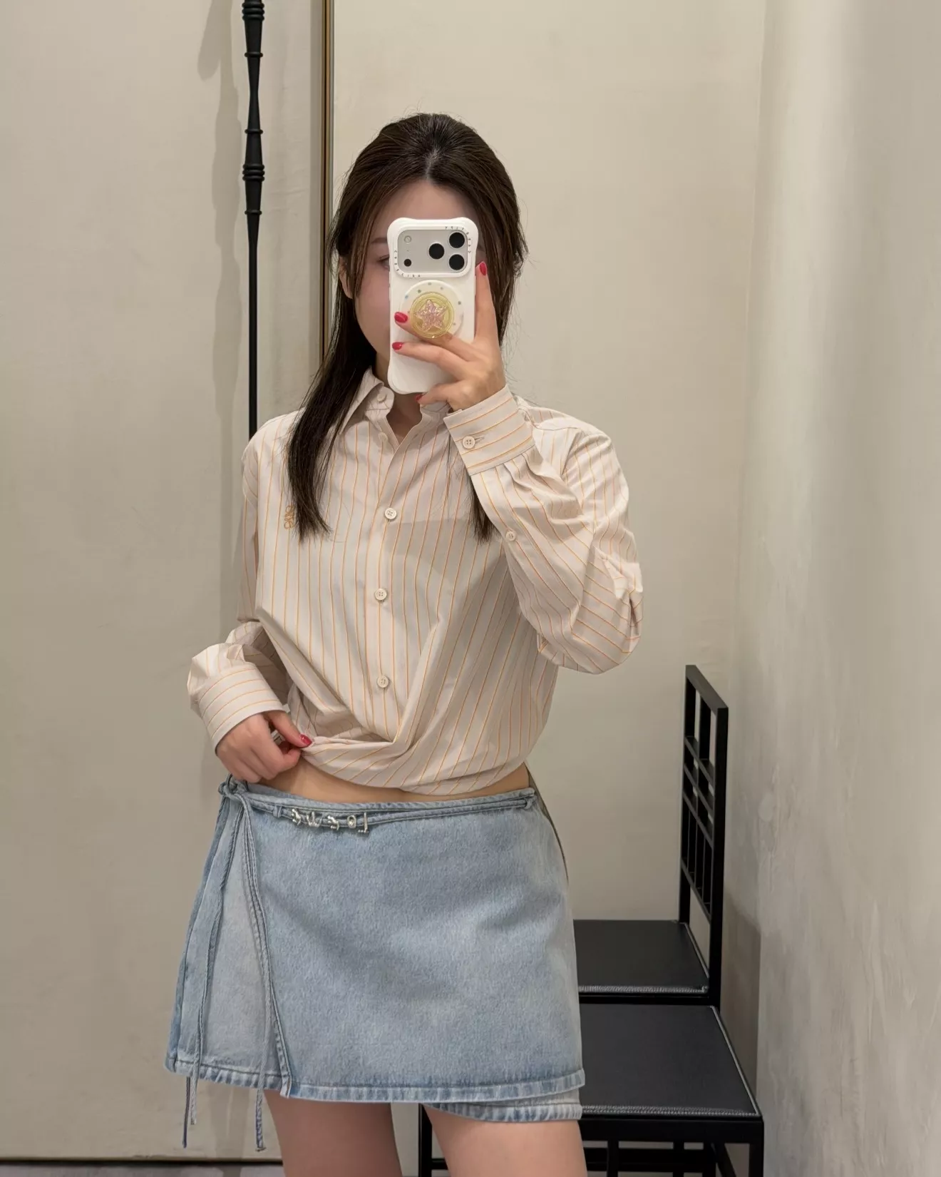 로에베 스트랩 데님 스커트 상세 이미지 17