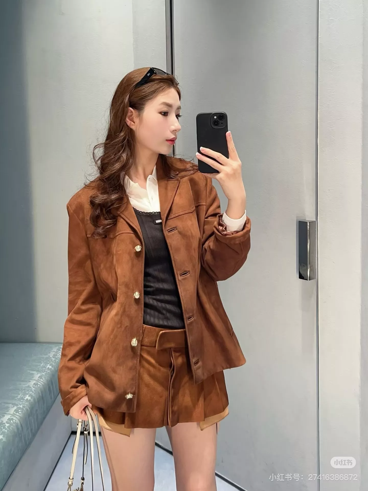 미우미우 스웨이드 플리츠 스커트 상세 이미지 20
