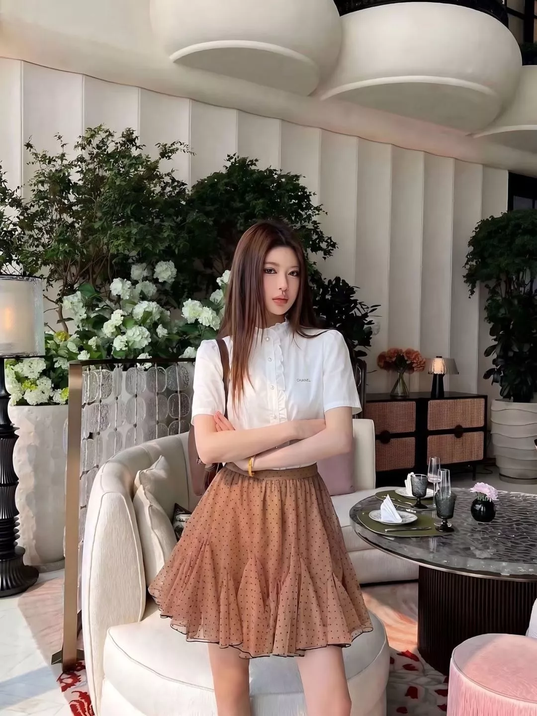 샤넬 프릴 디테일 반소매 코튼 셔츠 상세 이미지 26