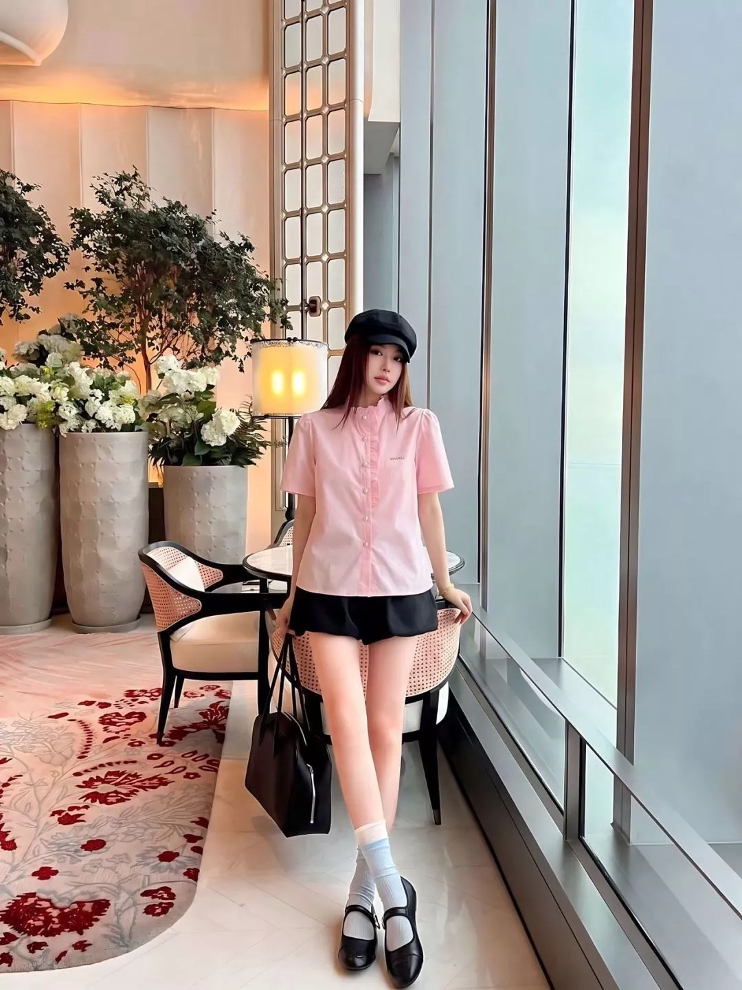 샤넬 프릴 디테일 반소매 코튼 셔츠 상세 이미지 12