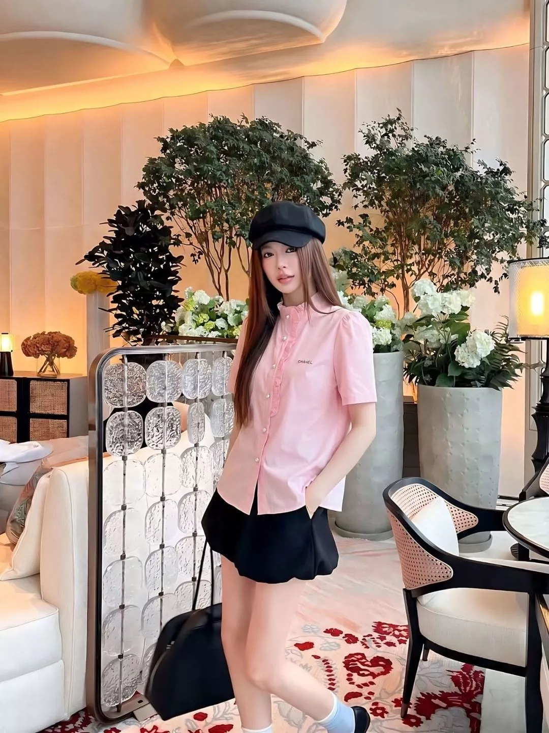 샤넬 프릴 디테일 반소매 코튼 셔츠 상세 이미지 13