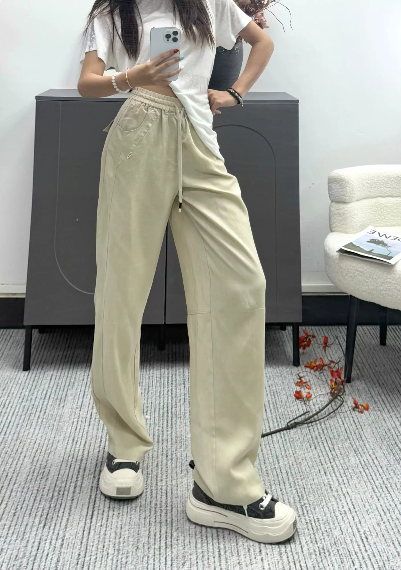 셀린느 스트링 와이드 밴딩 팬츠 상세 이미지 13