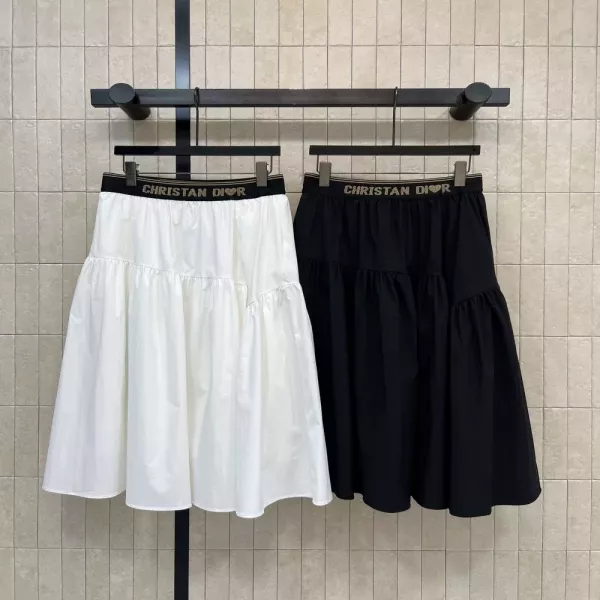 디올 하이웨이스트 밴드 플레어 스커트