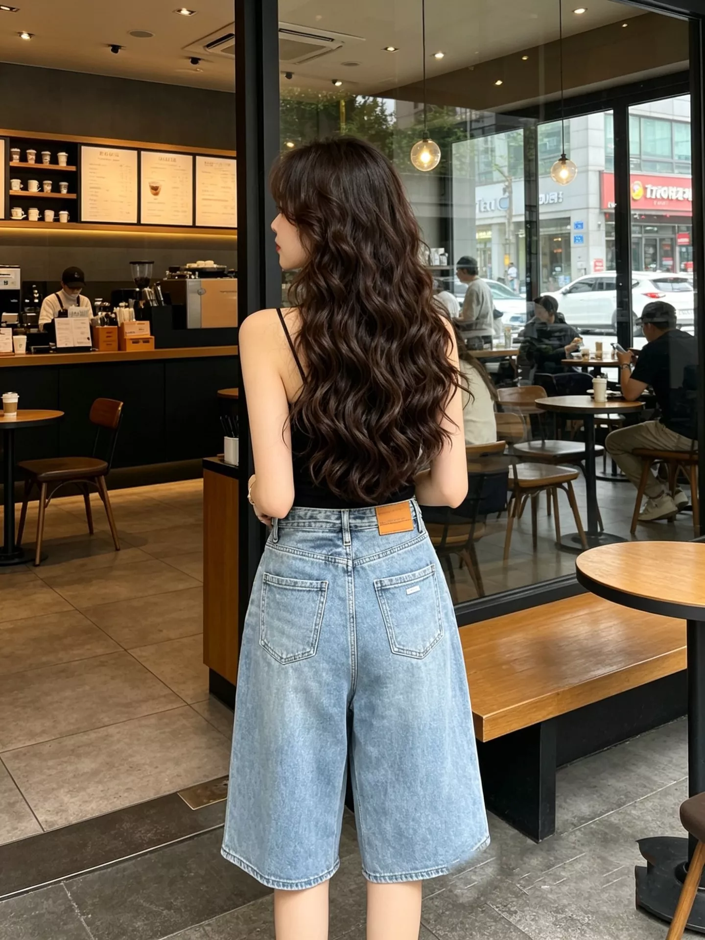 셀린느 하이웨이스트 와이드 데님 반바지 상세 이미지 16