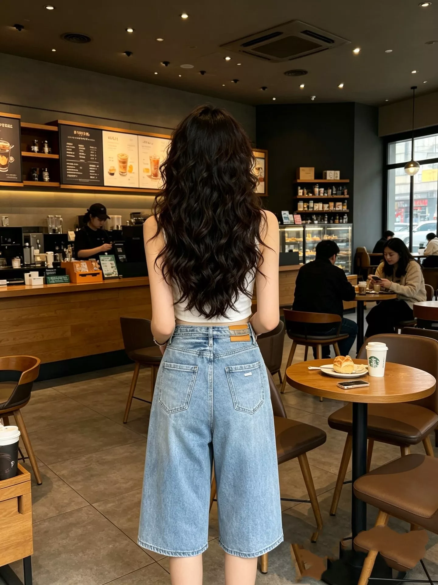 셀린느 하이웨이스트 와이드 데님 반바지 상세 이미지 12