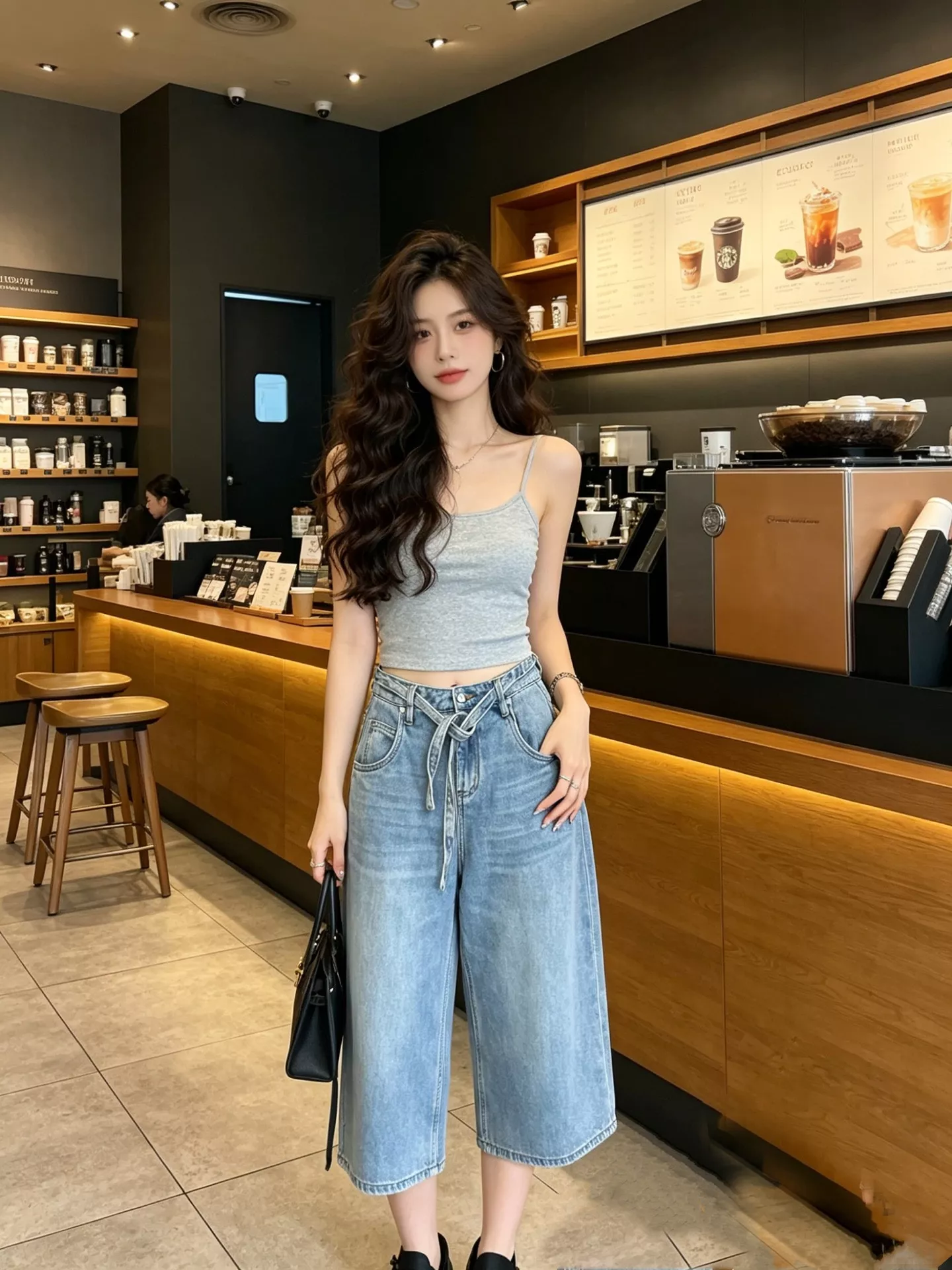 셀린느 하이웨이스트 와이드 데님 반바지 상세 이미지 13