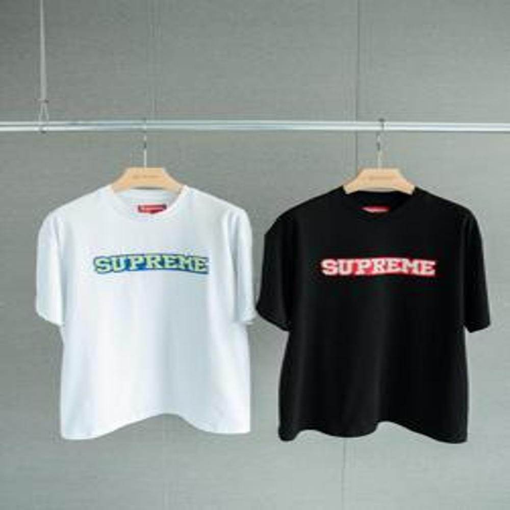 슈프림 SS25 위크1 새틴 아플리케 로고 반팔 티셔츠
