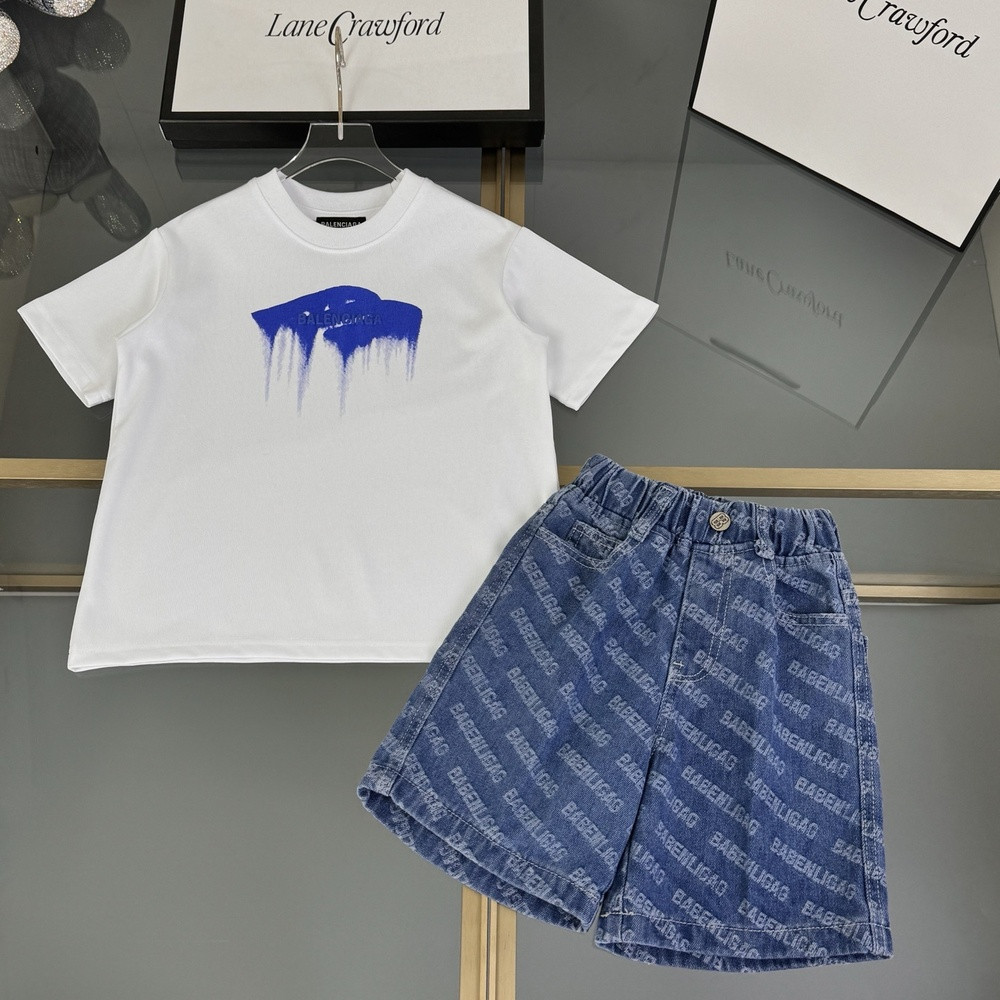 발렌시아가 키즈 레터링 프린트 반팔 세트