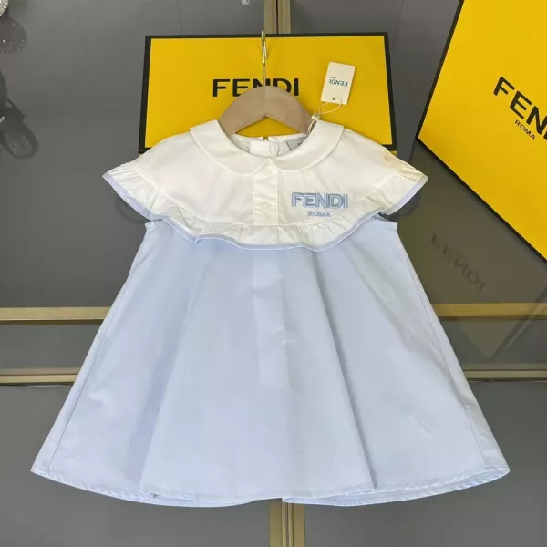 펜디 러플 카라 자수 포인트 원피스