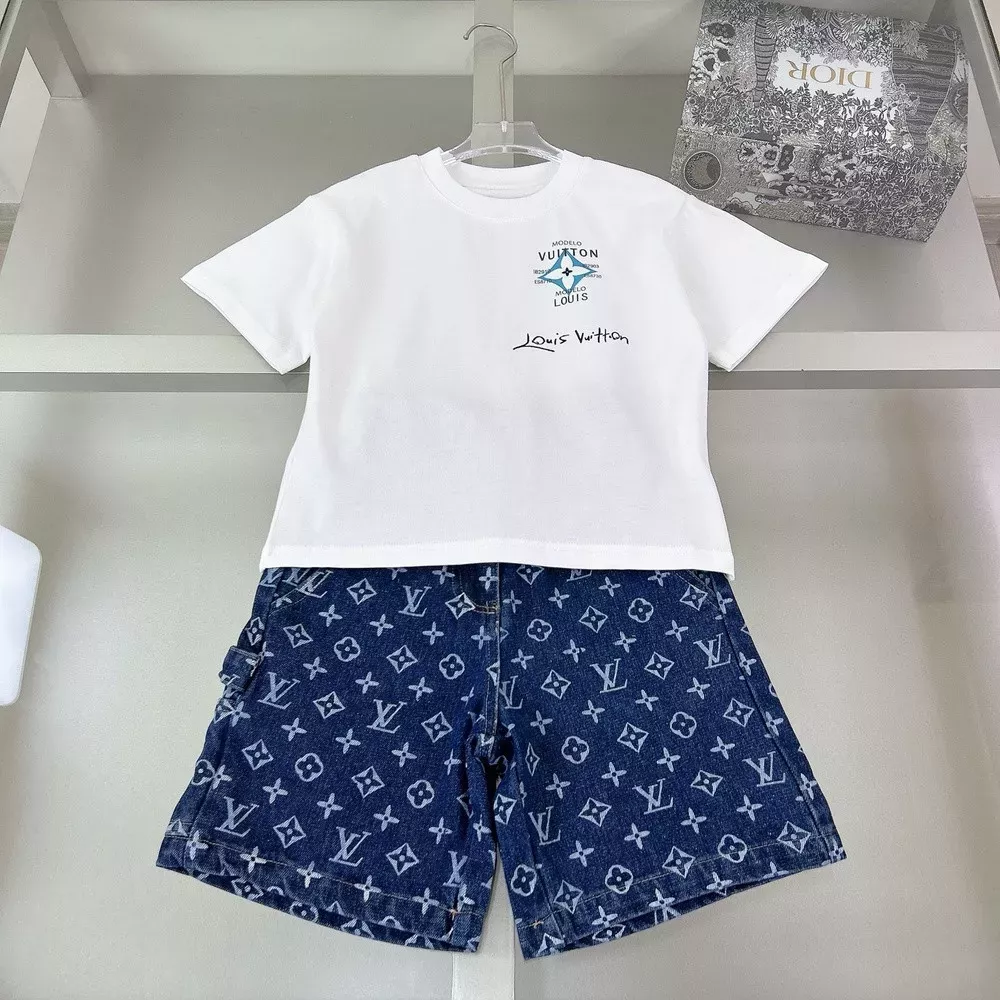 루이비통 아동 반소매 티셔츠 데님 세트