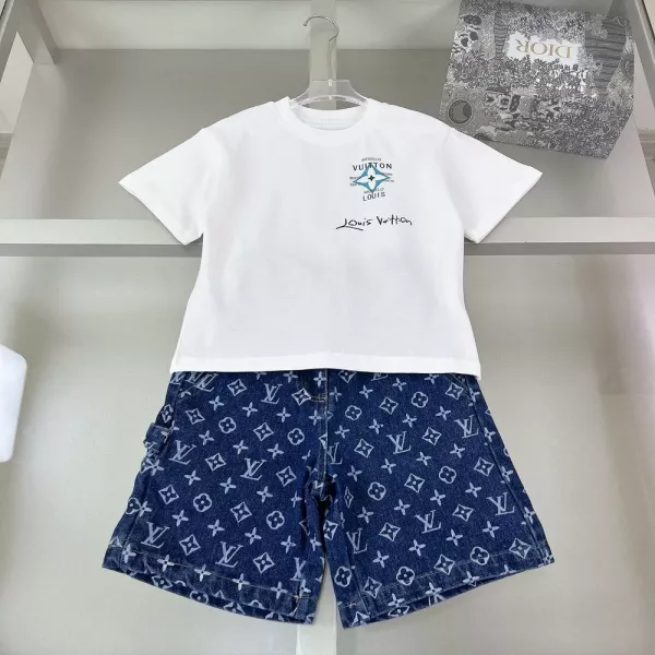 루이비통 아동 반소매 티셔츠 데님 세트