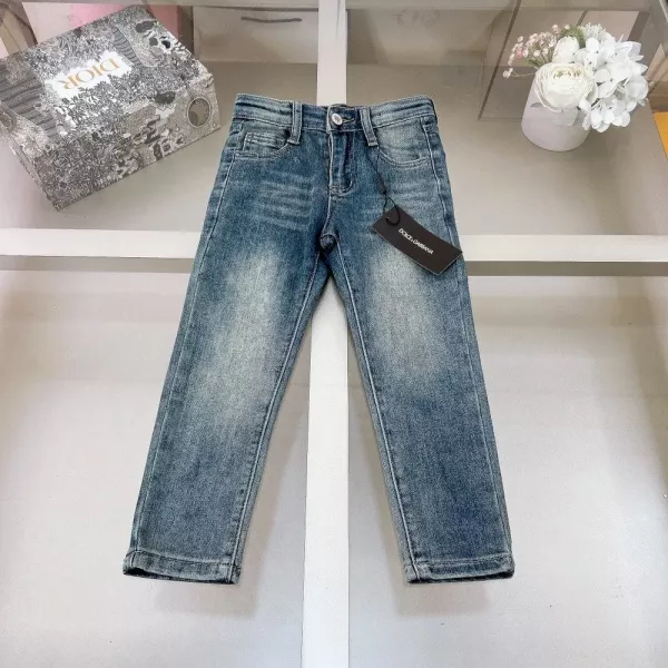 돌체앤가바나 키즈 워싱 로고 데님 팬츠