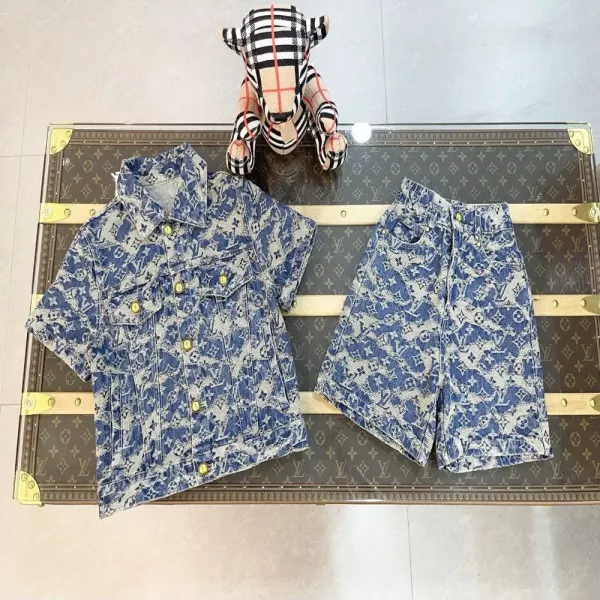 루이비통 유아동 데님 자카드 세트