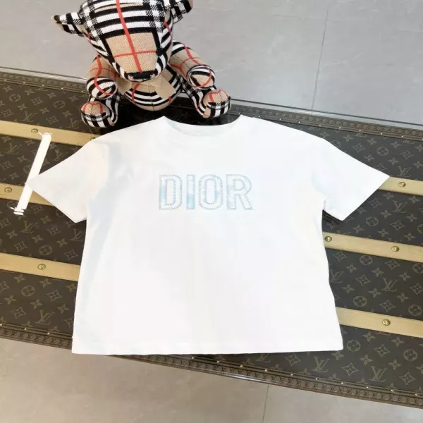 디올 키즈 로고 자수 반소매 상의