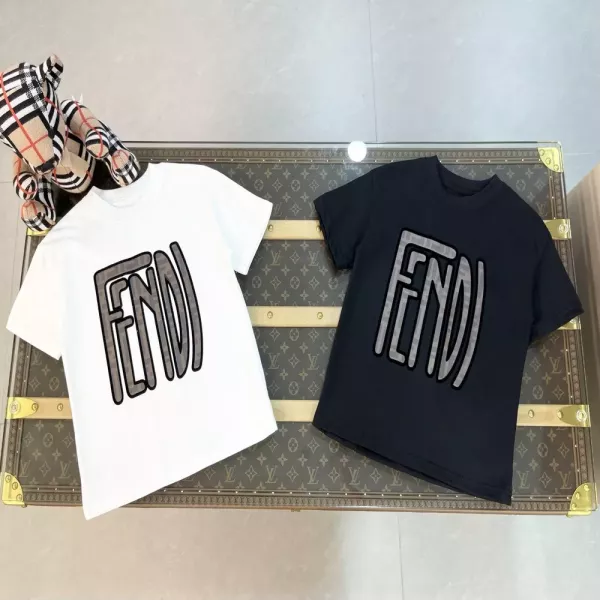 펜디 키즈 로고 프린트 반팔 티