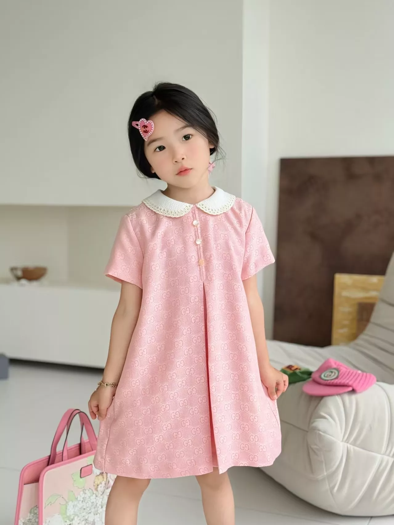 구찌 레이스 카라 반소매 원피스 상세 이미지 11